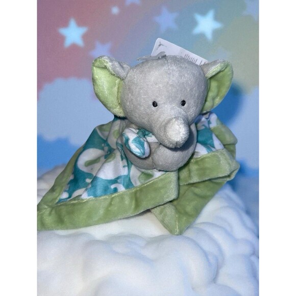 Carters Baby Elephant Lovey Security Blanket Green Blue Plush Comfort Toy - Picture 11 of 15